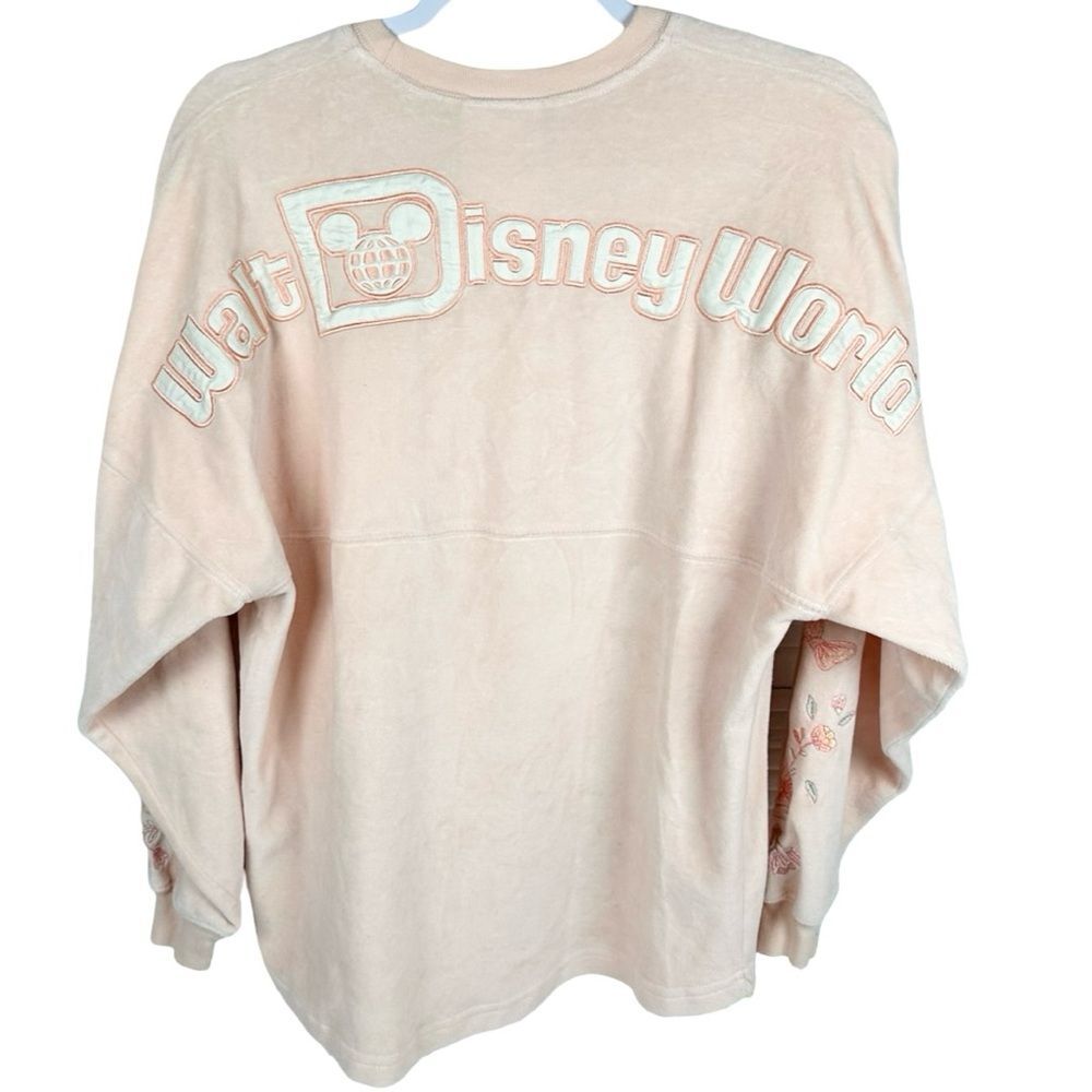 Disney Spirit Jersey Walt Disney World Peach Floral Embroidered Long Sleeve XS